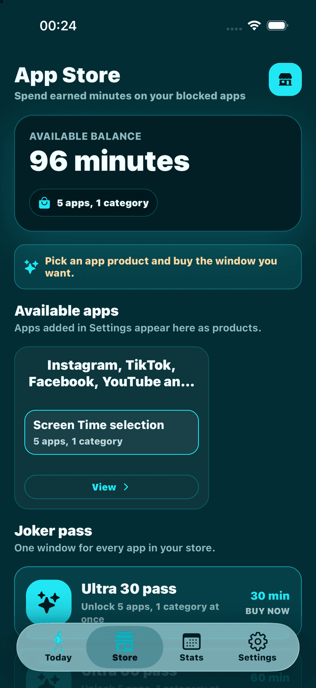 StepStore progress screen